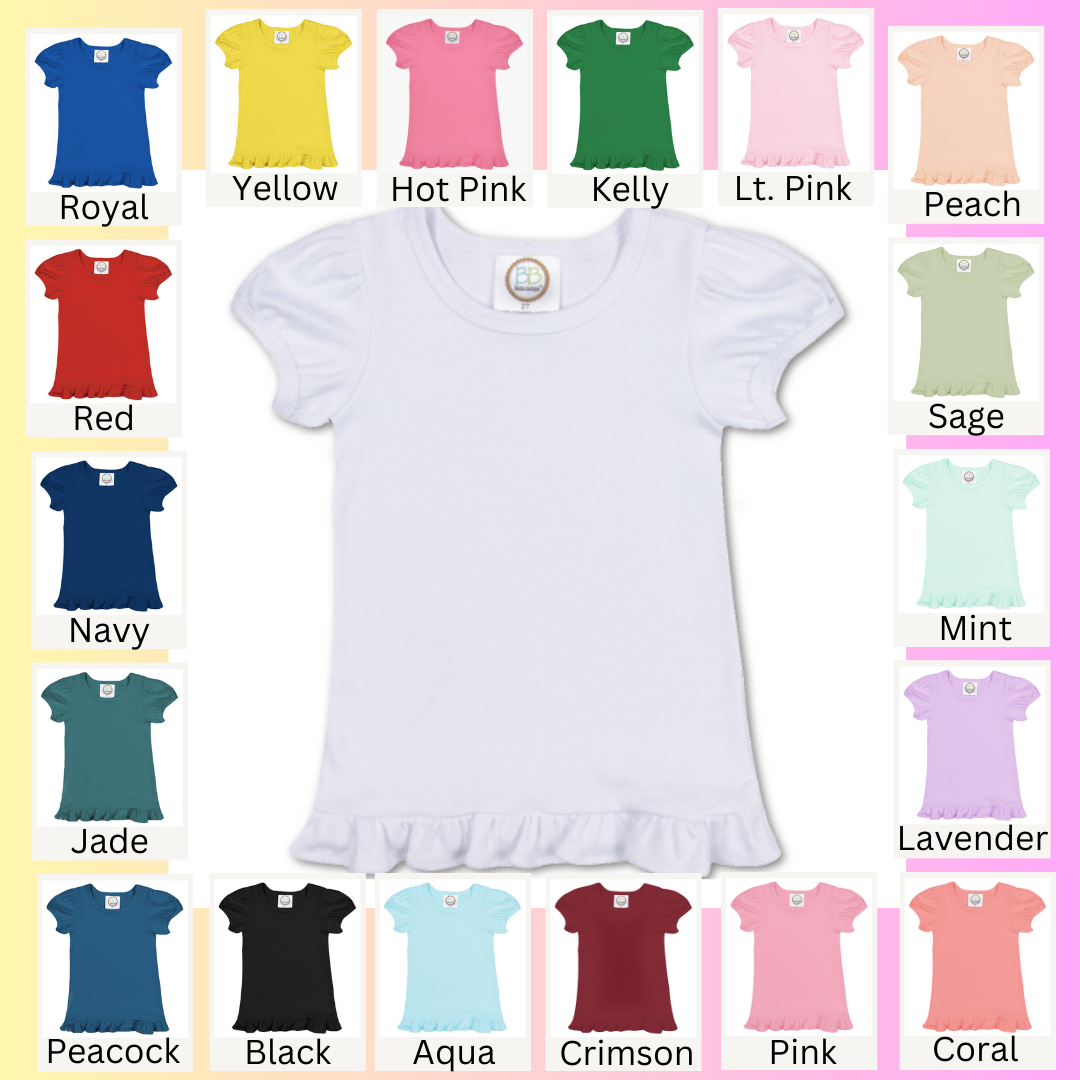 Big Kid Custom Order Ruffle Short Sleeve Tee