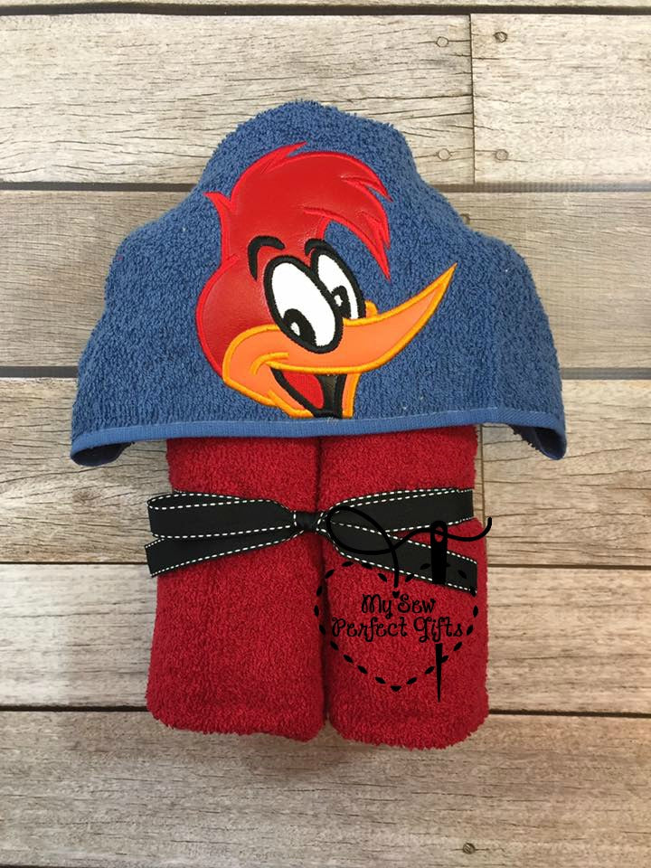 Wood Pecker Hooded Bath Towel